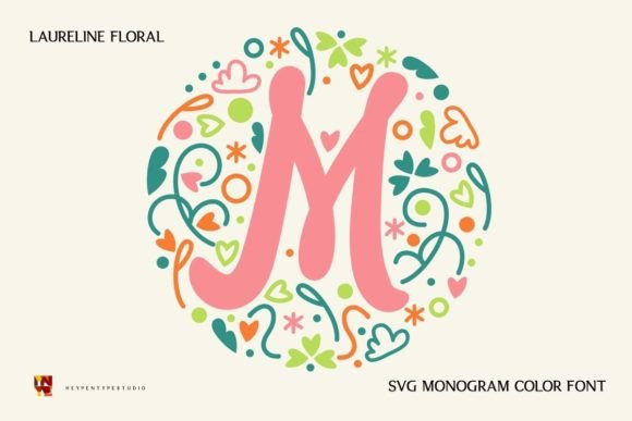 Laureline Floral Monogram: A Soft Color Font for Brand Identity